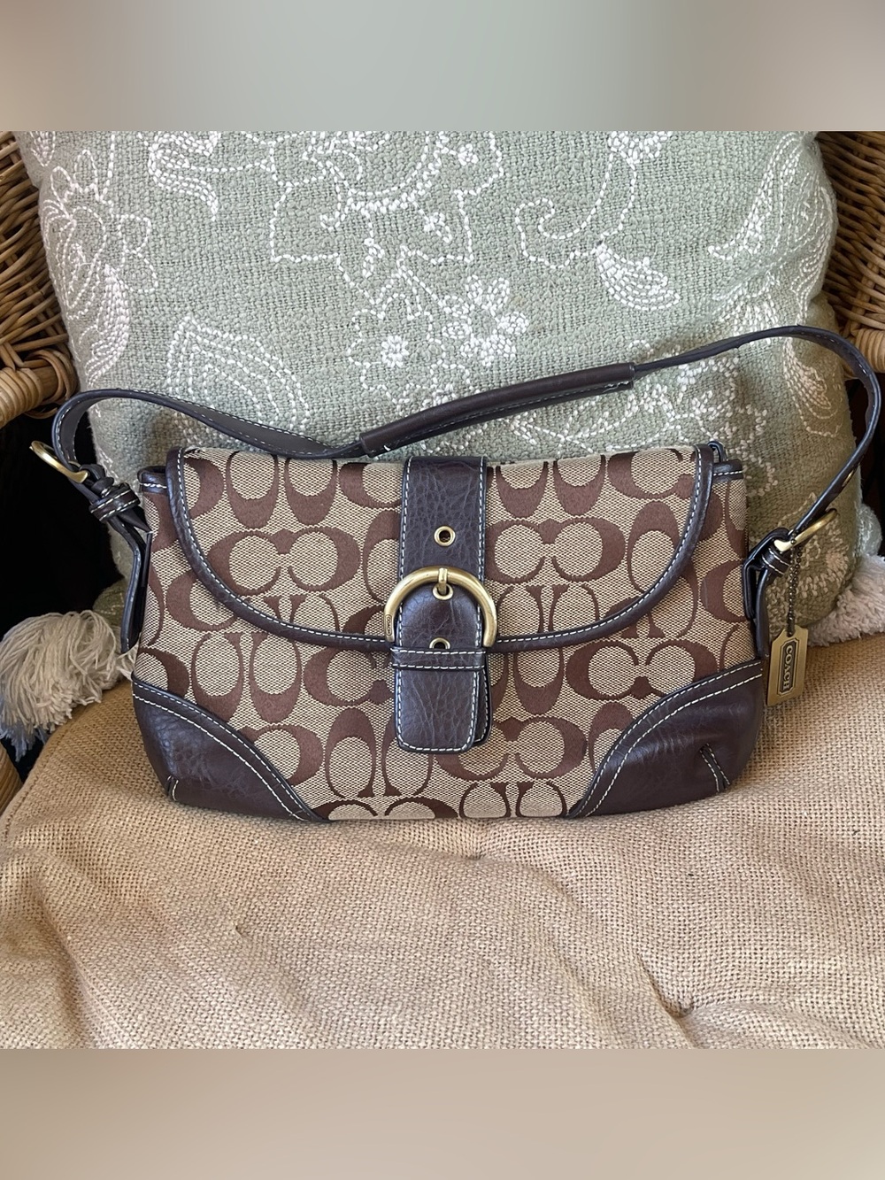 ✨ Authentic Vintage Coach Soho Monogram Jacquard Flap Bag ✨